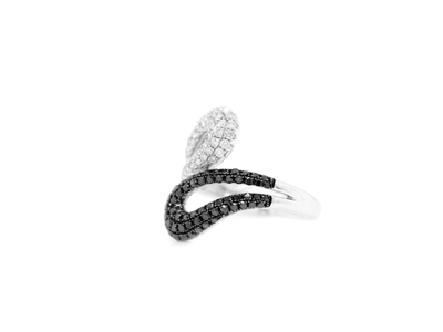 1.40ct Black Diamond and White Diamond Bypass Ring
