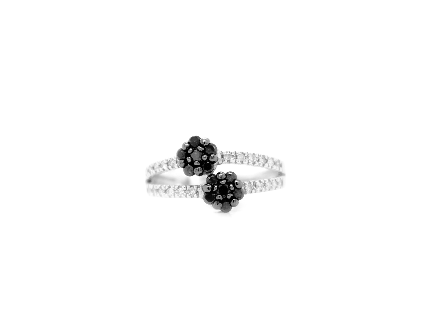.65ct Black Diamond Flower Ring
