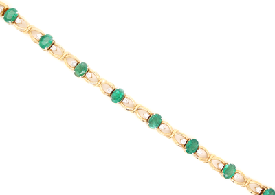 Oval Emerald and Diamond Infinity Knot Tennis Bracelet