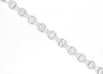 7ct Emerald Cut Illusion Halo Diamond Bracelet