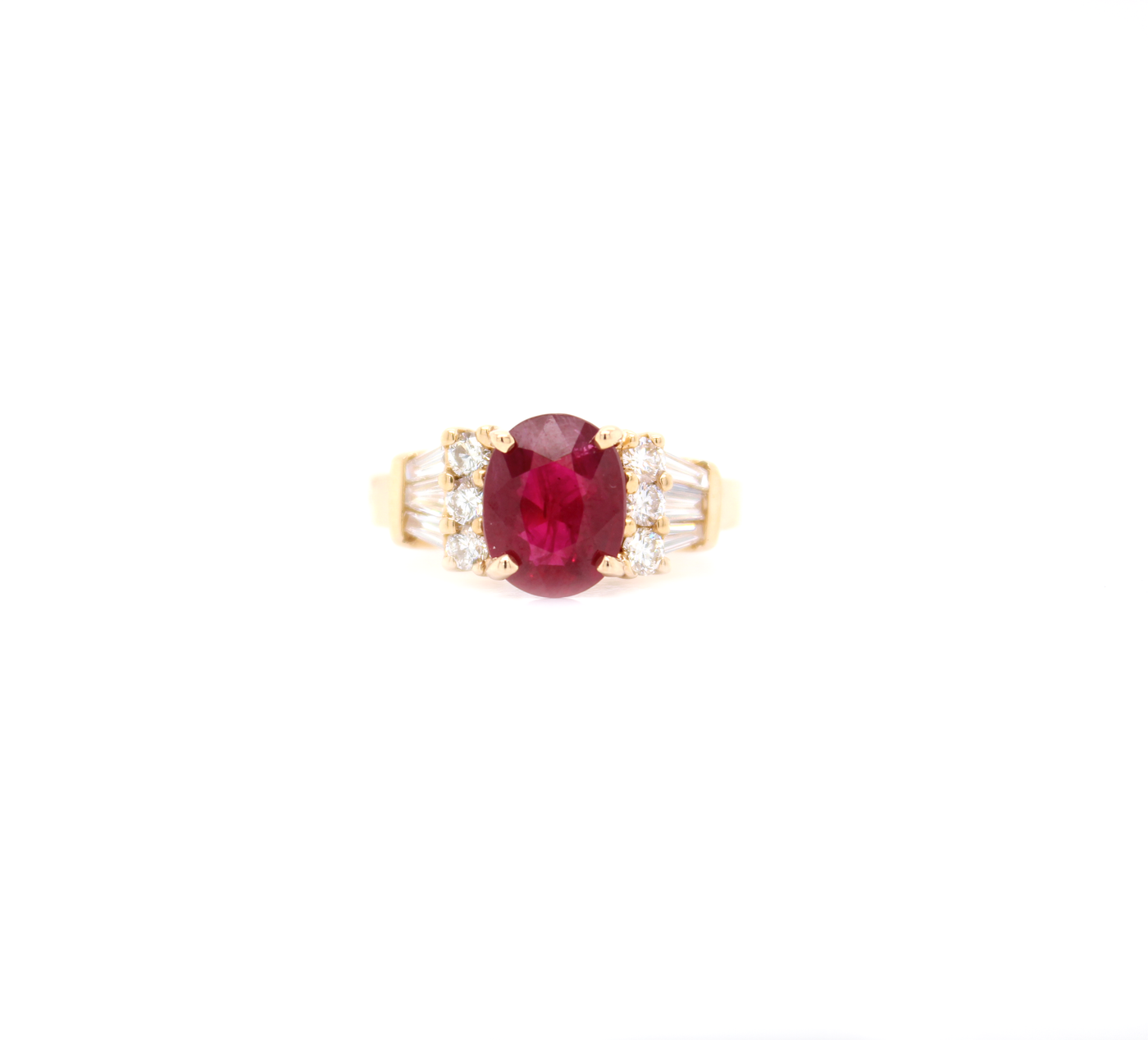 2.50ct Oval Cut Ruby and Diamond Ring
