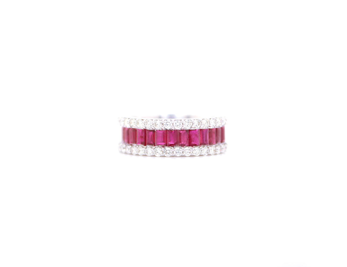 1.90ct Baguette Ruby and Diamond Half Eternity Ring