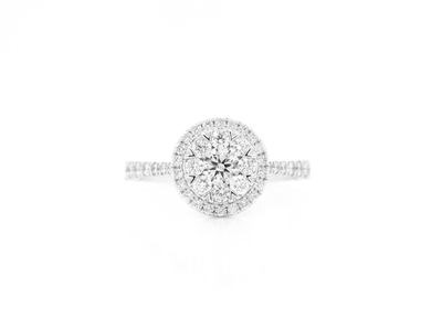 Round Diamond Cluster Illusion Halo Engagement Ring
