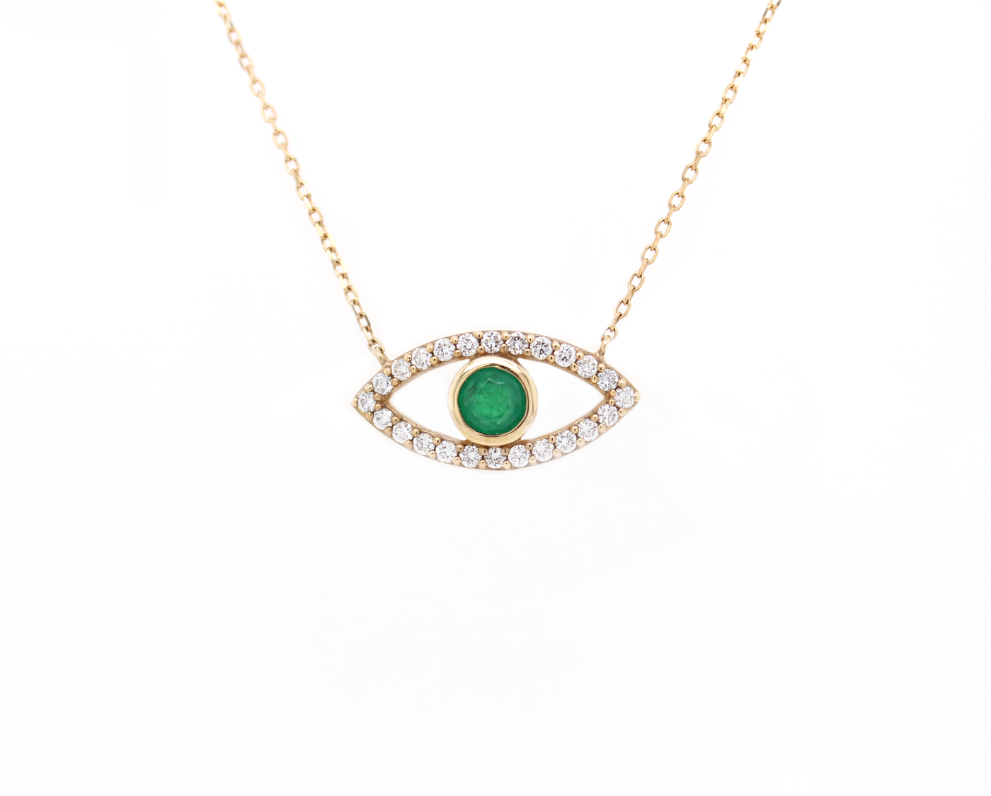 1ct Emerald and Diamond Evil Eye Necklace