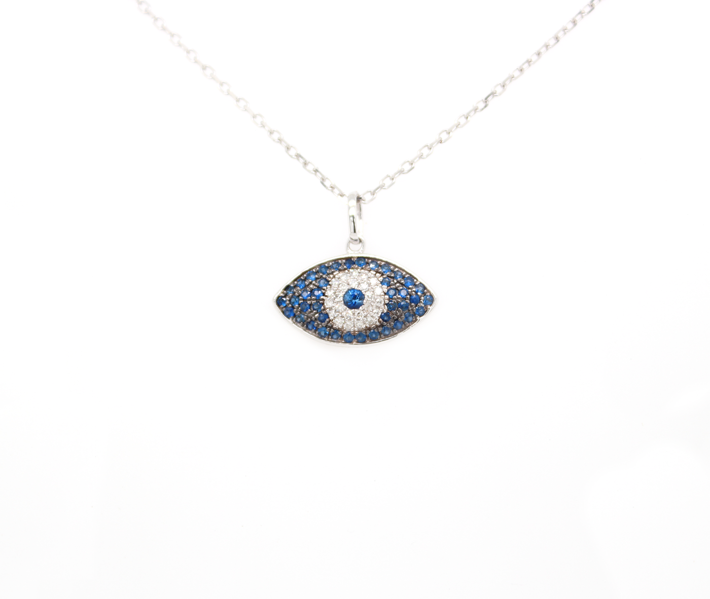 .25ct Blue Sapphire and Diamond Evil Eye Necklace
