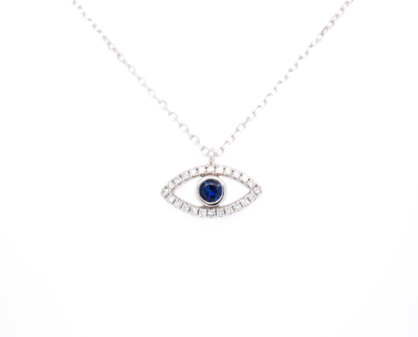 .30ct Blue Sapphire and Diamond Evil Eye Necklace