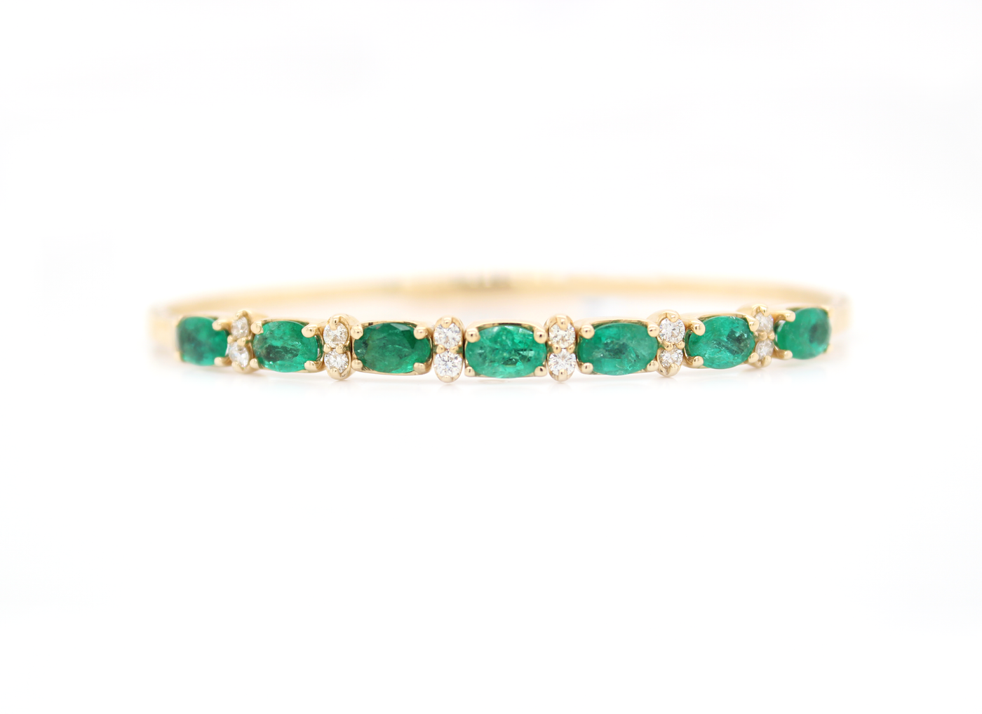 Emerald and Diamond Flexible Bangle Bracelet