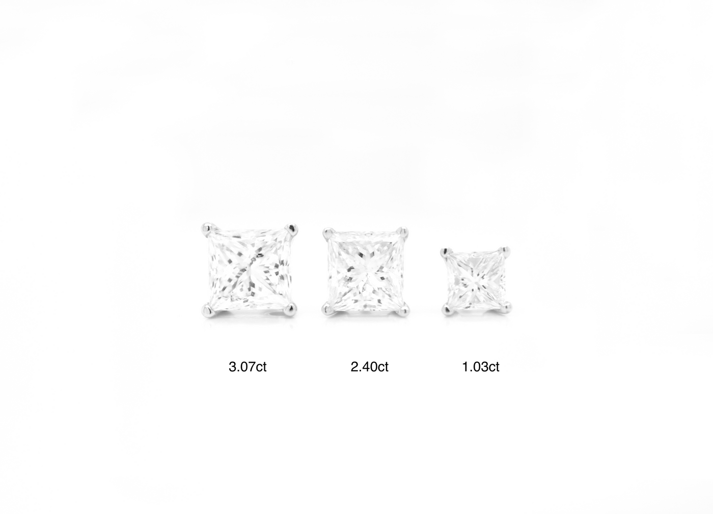 3.07ct Classic Princess Cut Diamond Studs