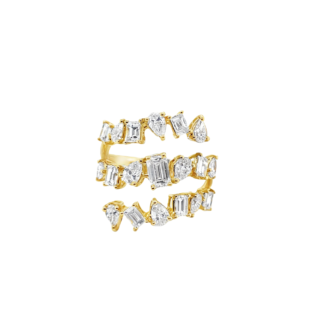 Triple Row Fancy Diamond Wrap Ring