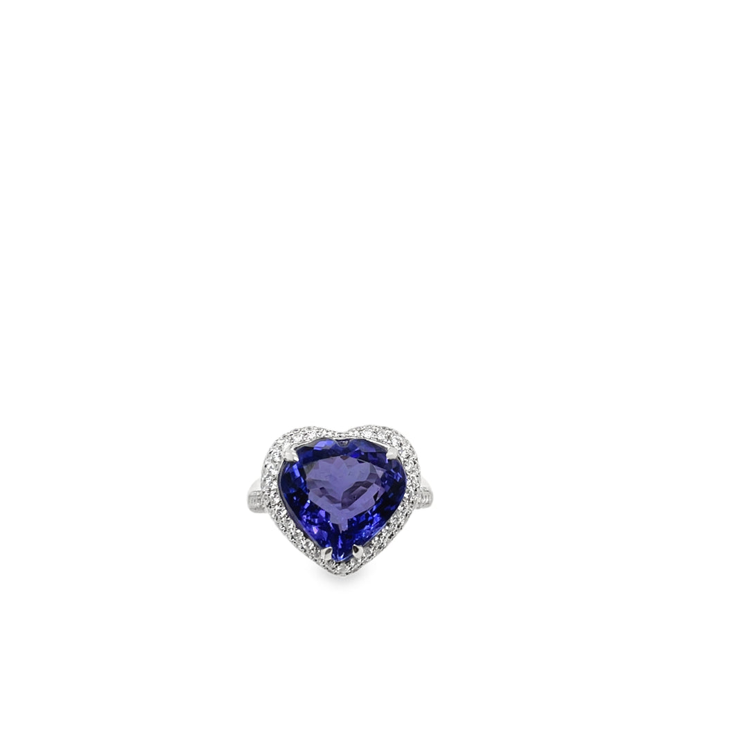 7.50cts Pear Tanzanite Diamond Halo Ring