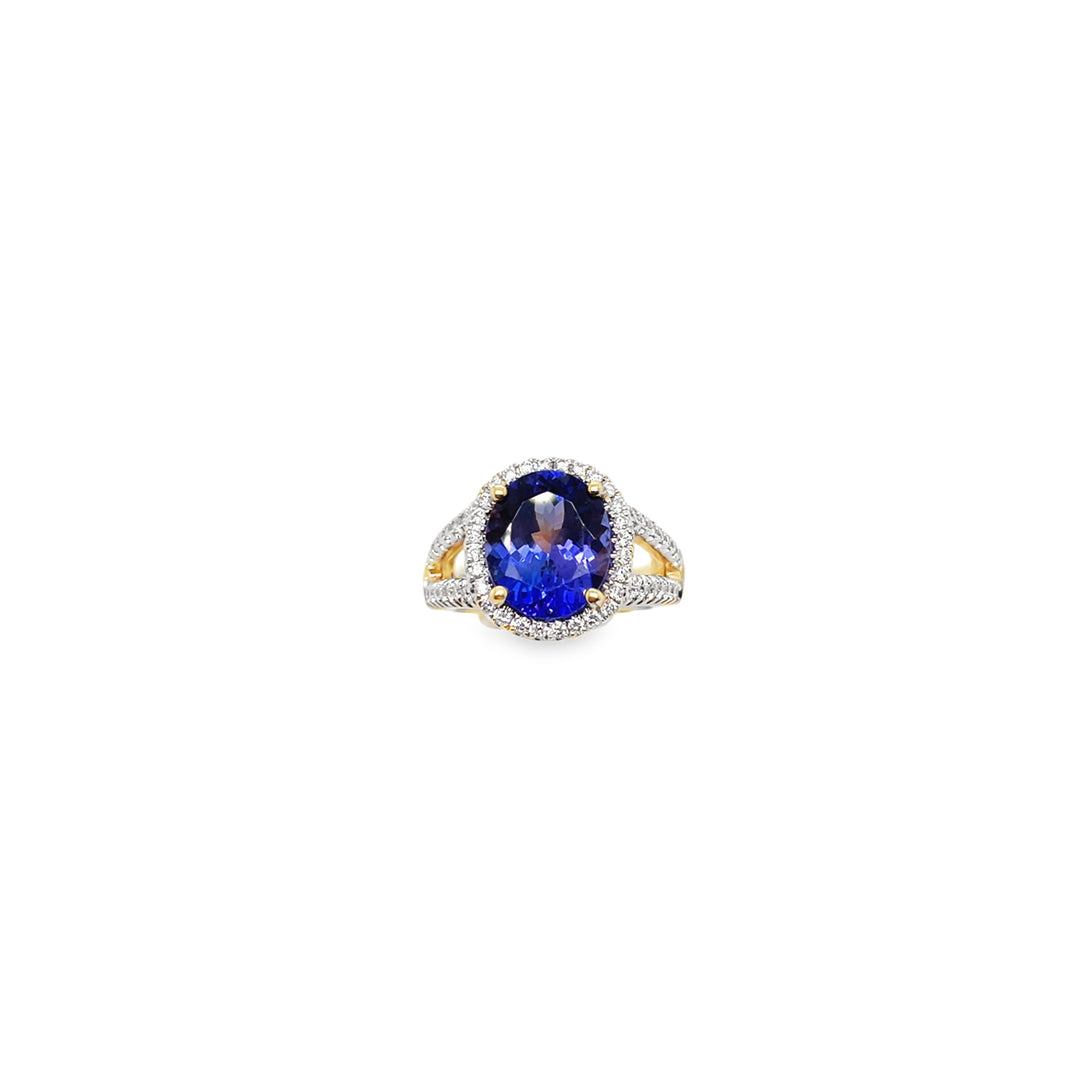 Oval Tanzanite Diamond Halo RIng