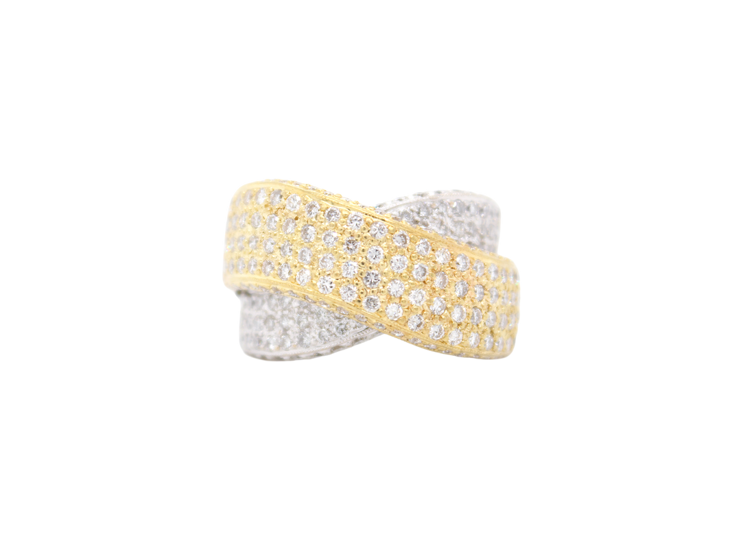 Two-Tone Pavé Diamond Crossover Band