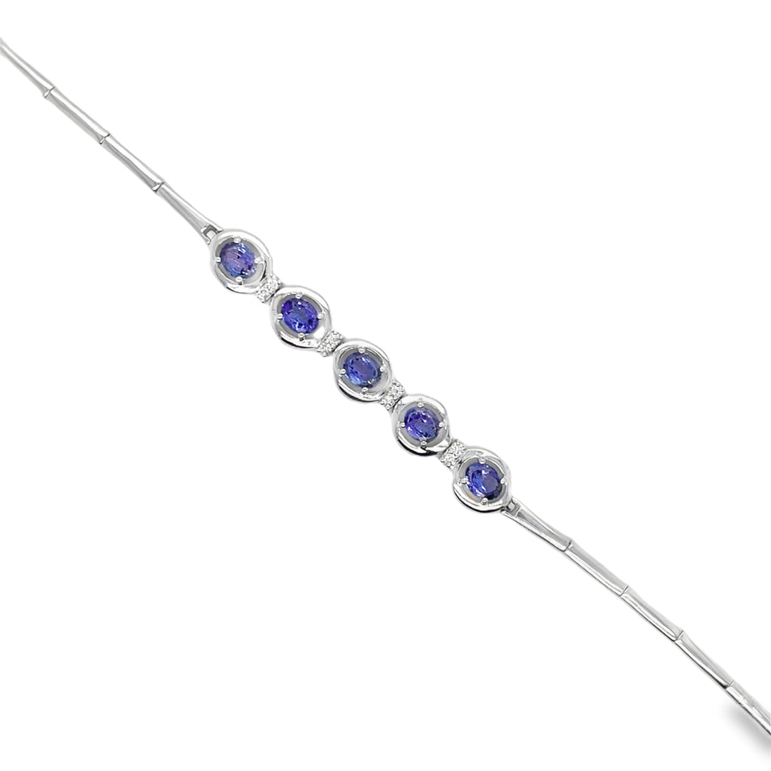 5 Stone Tanzanite and Diamond Bracelet