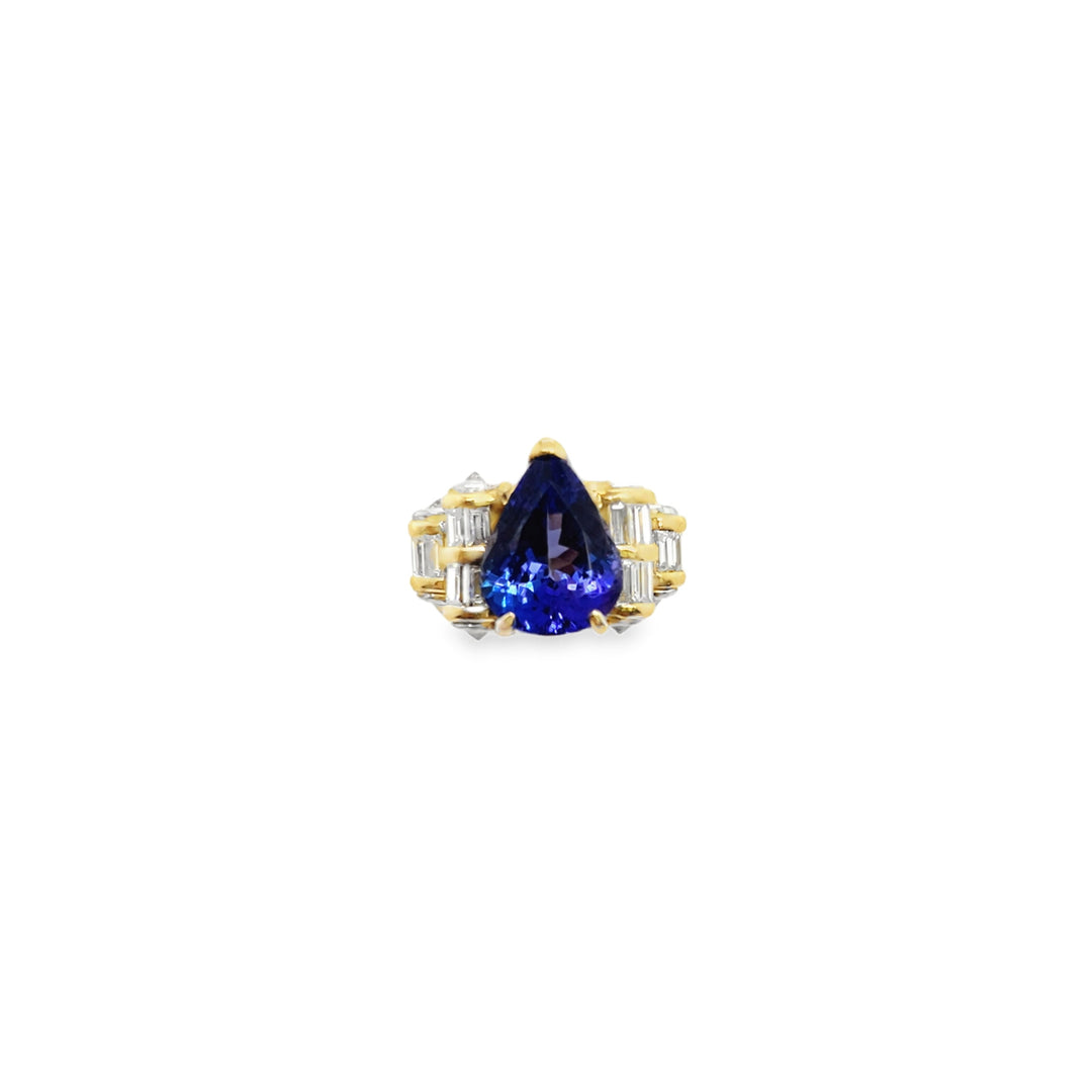 Pear Tanzanite accented Diamond Ring