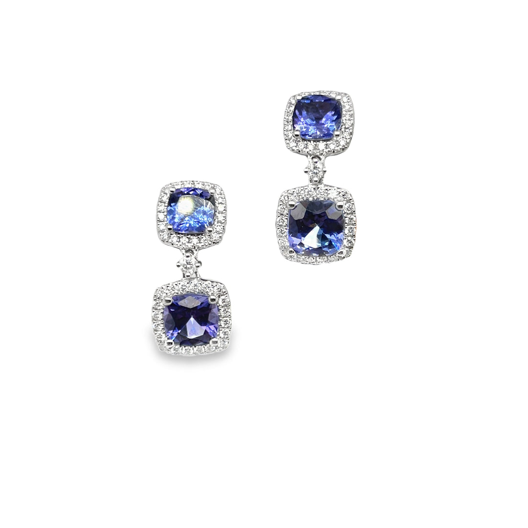 Cushion Cut Tanzanite Dangle Earring