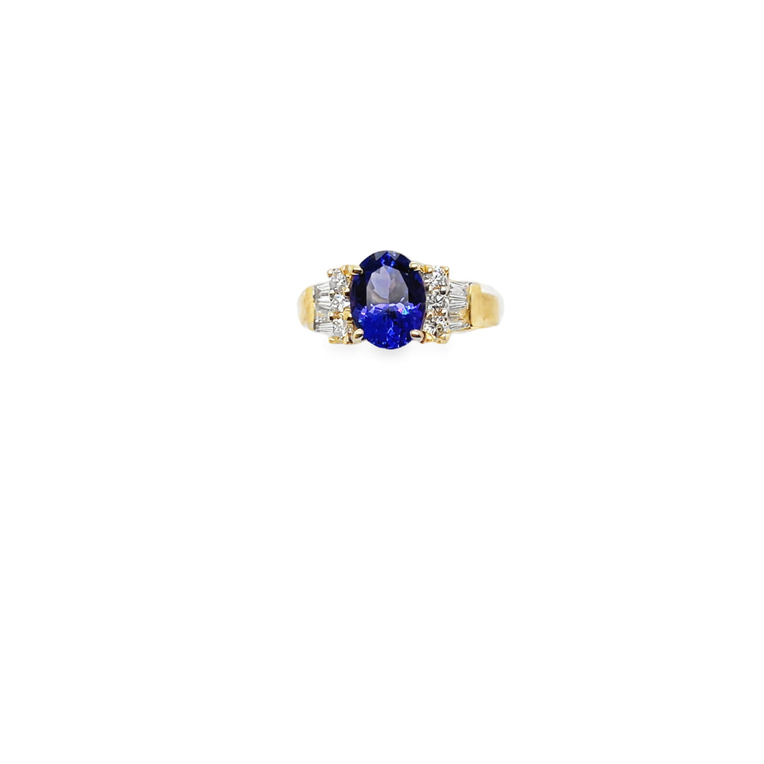 Oval Tanzanite Diamond Cluster RIng