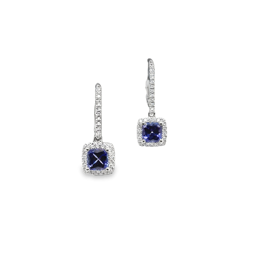 Cushion Cut Tanzanite Drop Earring