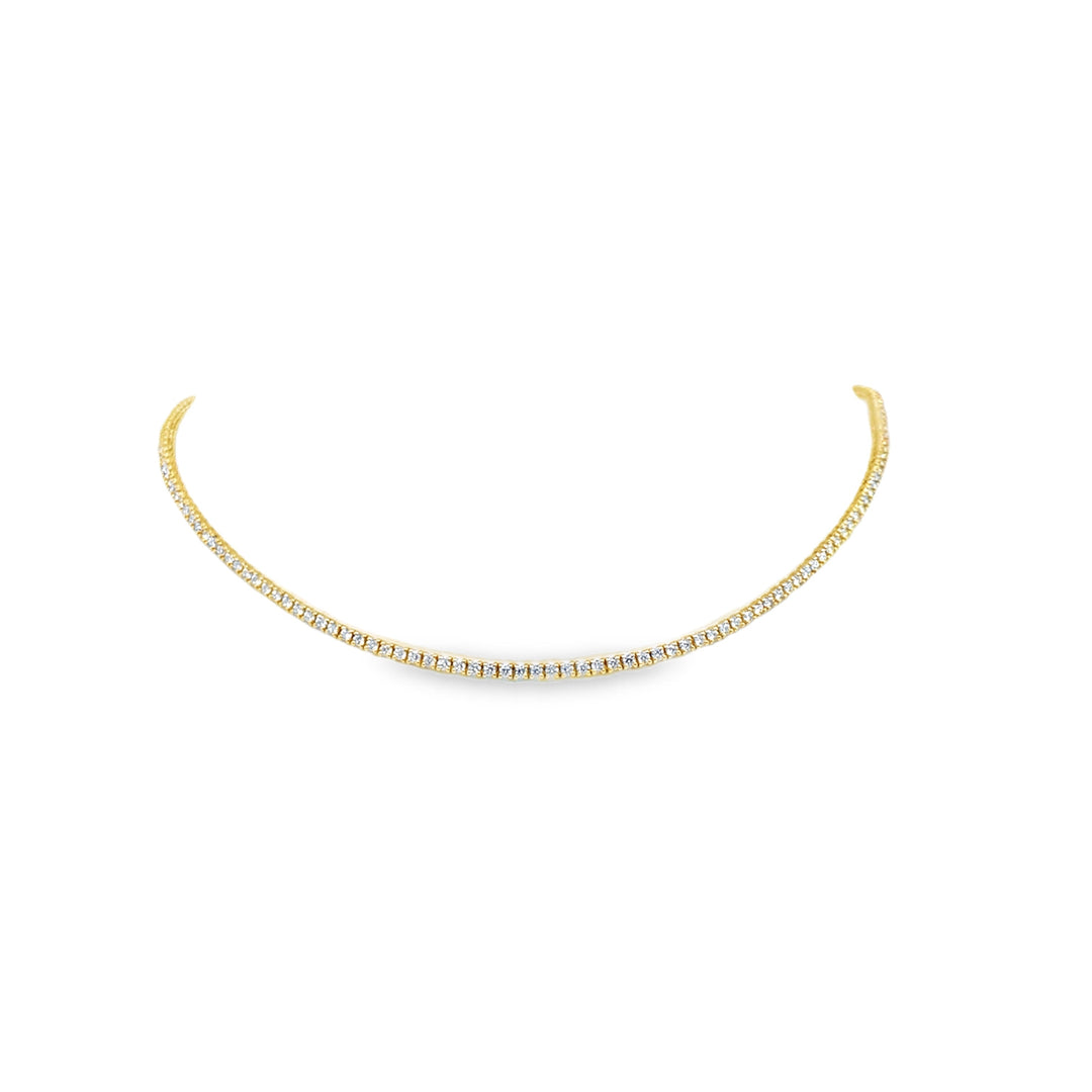 Diamond Tennis Necklace Yellow Gold