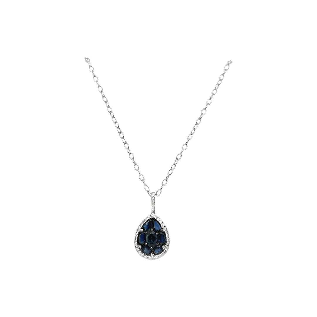 Pear Shaped Sapphire Cluster Pendant - SKU 16787
