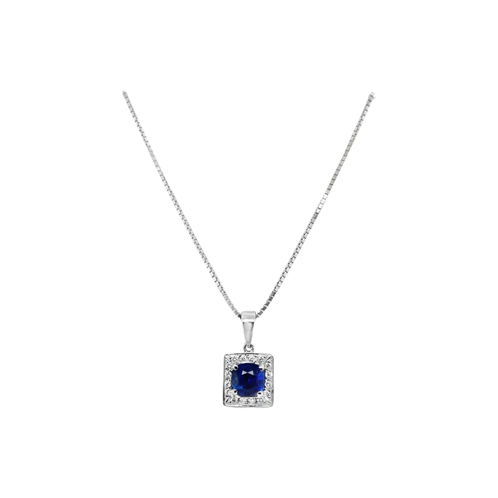 Cushion cut Halo Sapphire Pendant - SKU 25866 - additional view