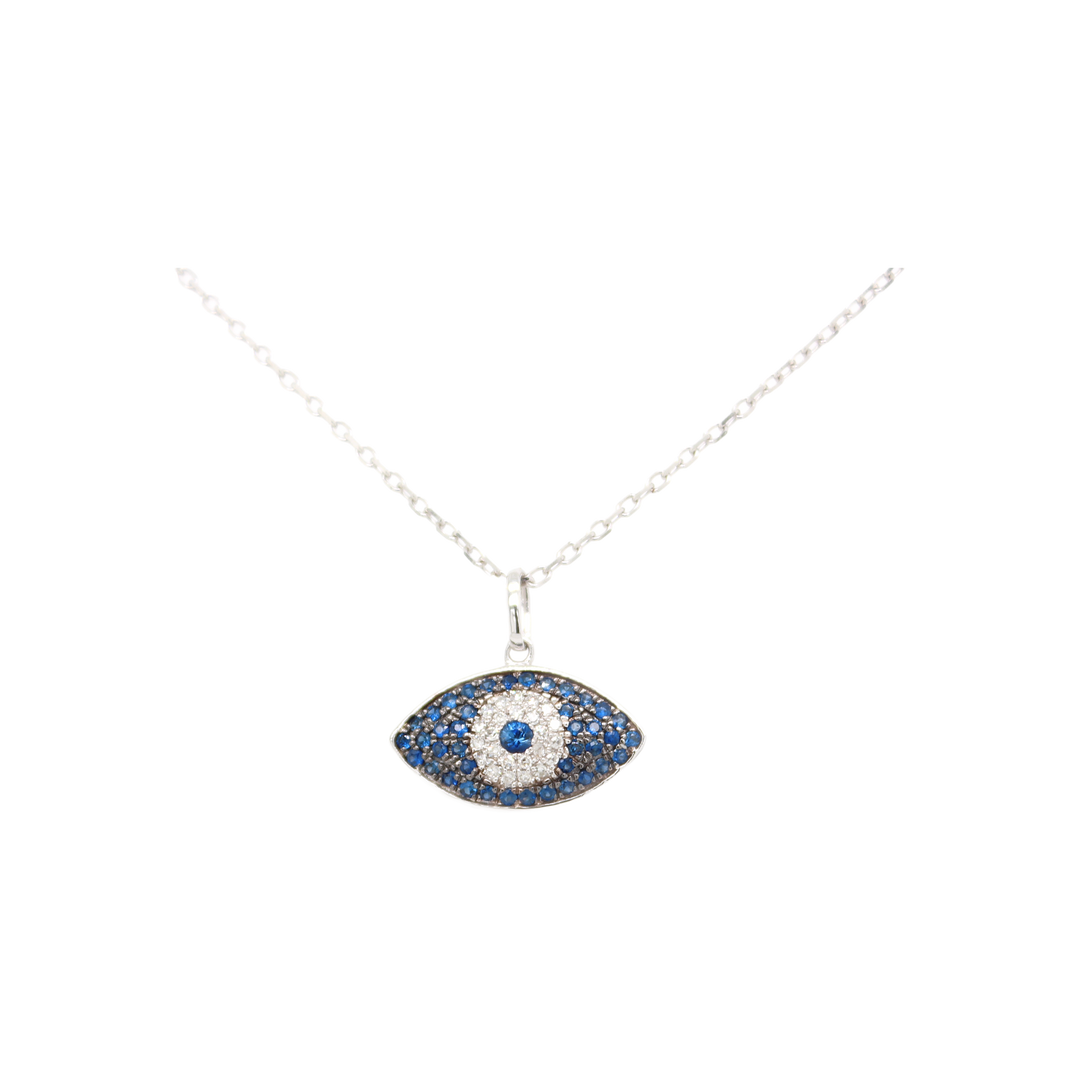 .25ct Blue Sapphire and Diamond Evil Eye Necklace - SKU 34864