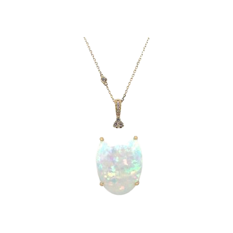 14K yellow gold Ethiopian Opal and Diamond Necklace