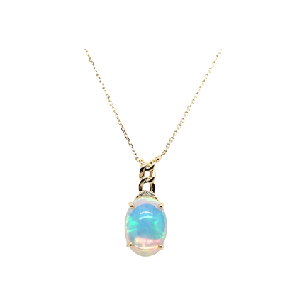 14K yellow gold Opal and Diamond Necklace
