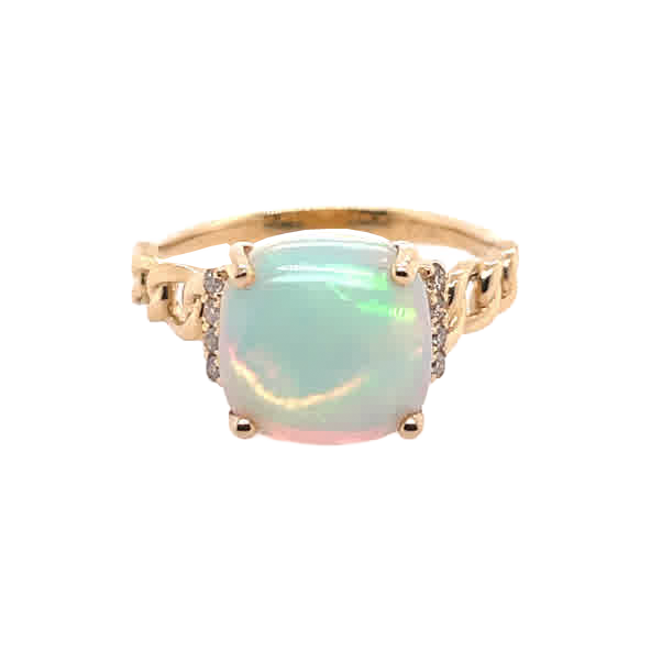 14K yellow gold Ethiopian Opal and Diamond Ring
