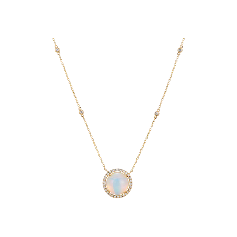 14K yellow gold Opal and Diamond Necklace