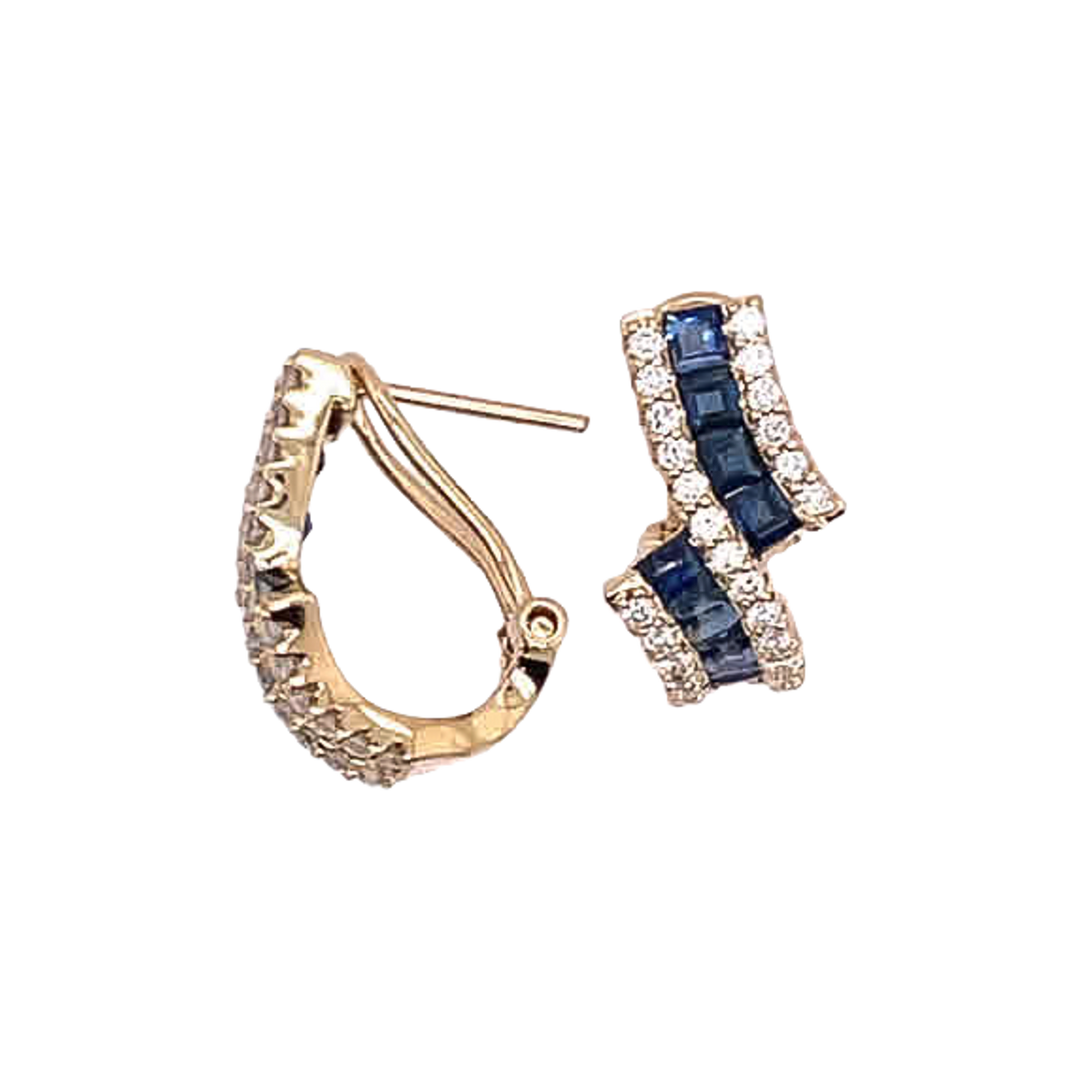 1.85ct Sapphire and Diamond Earrings - SKU 47089