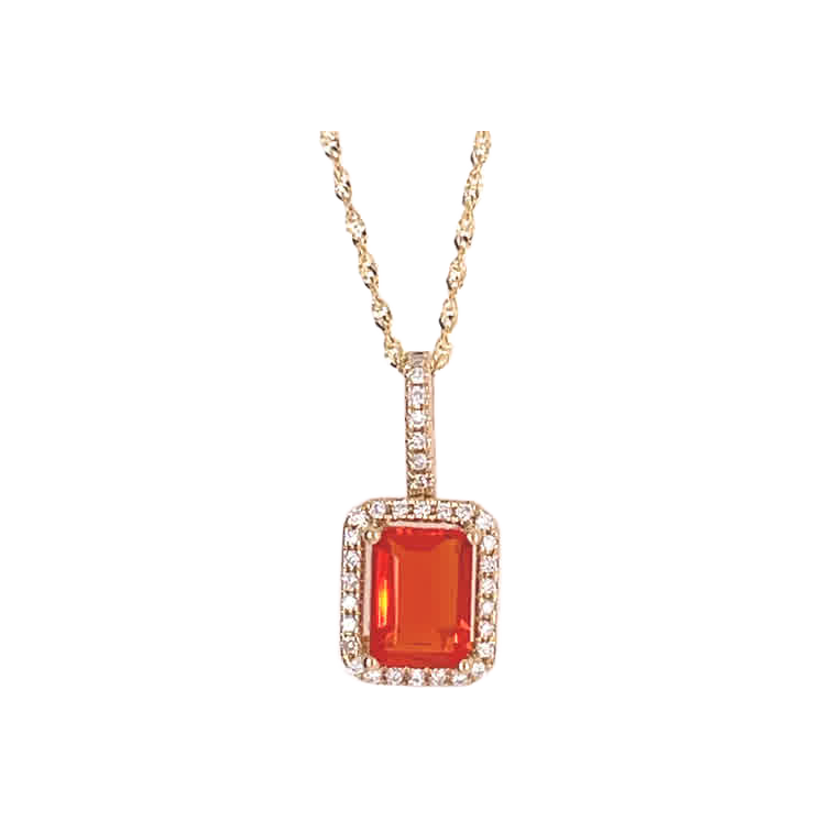 14K yellow gold Opal and Diamond Necklace