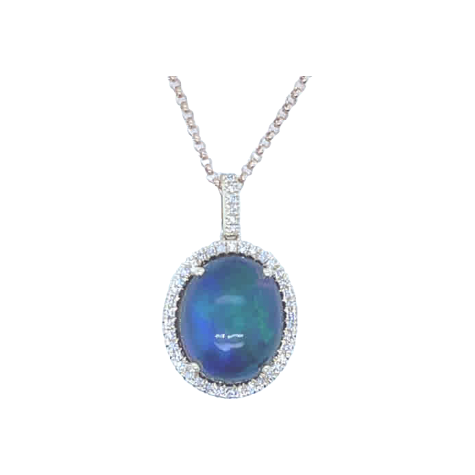 14K yellow gold Opal and Diamond Necklace