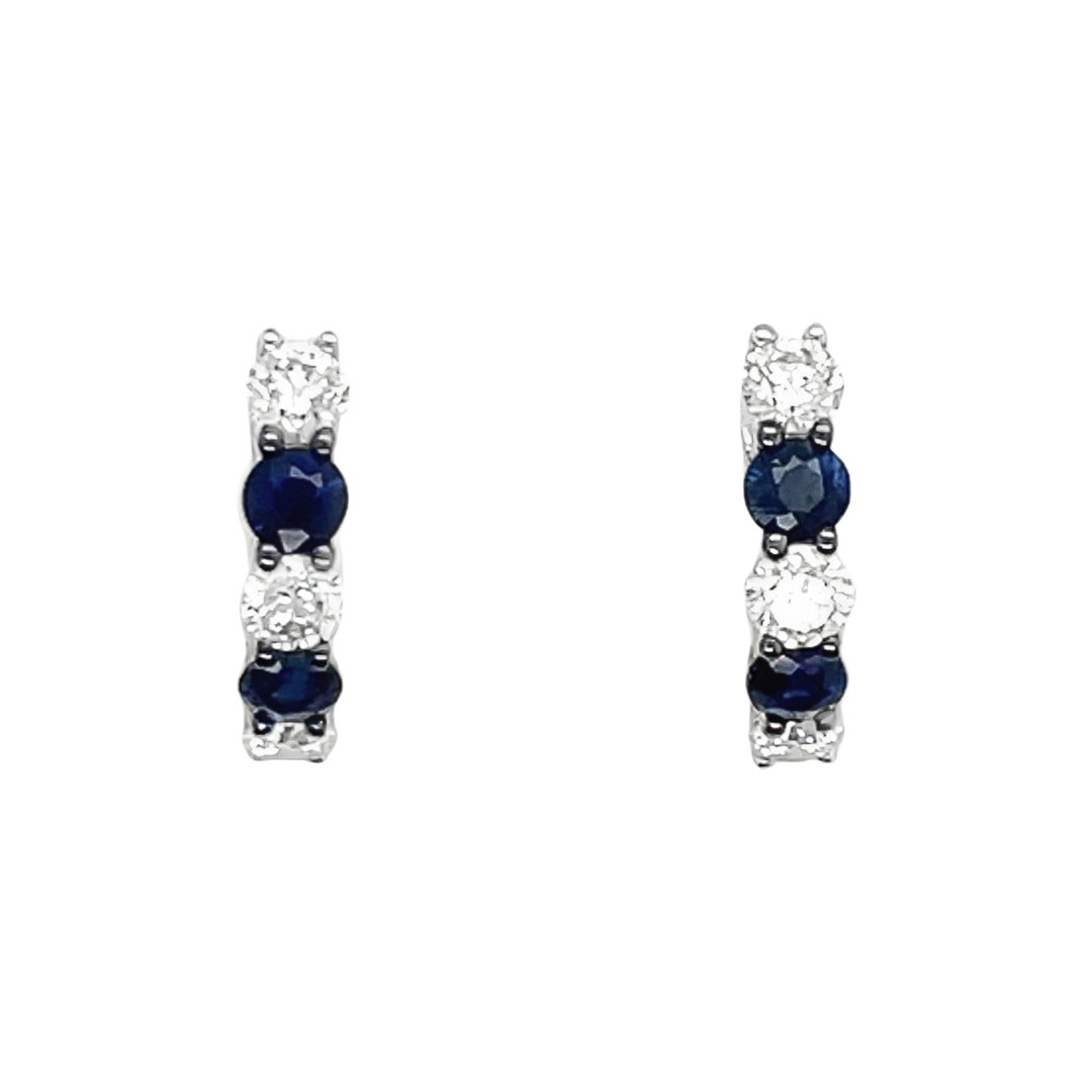 2 Stone Sapphire and Diamond Huggies - SKU 48954