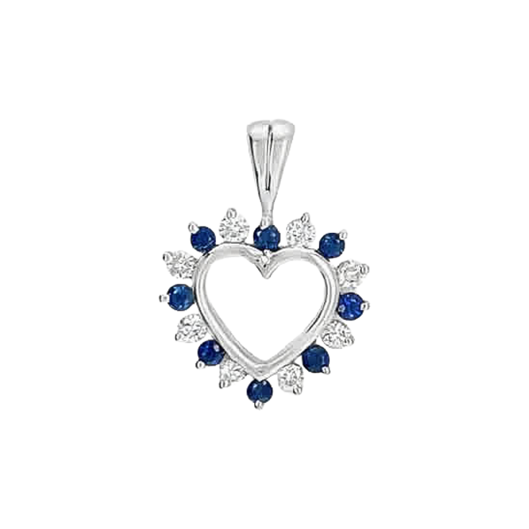 0.35ct Sapphire and Diamond Heart Pendant - SKU 50059