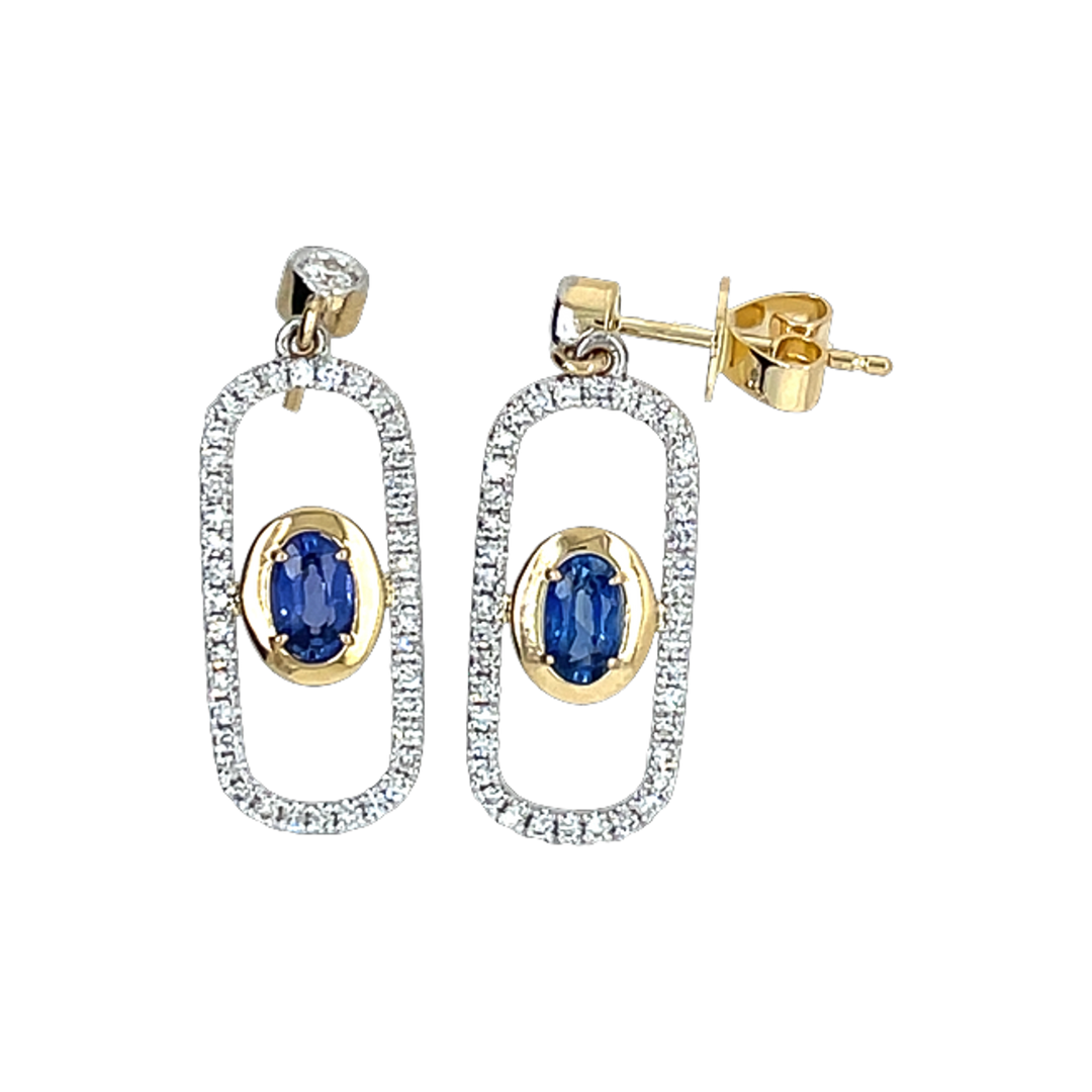0.70ct Sapphire and Diamond Earrings - SKU 52115