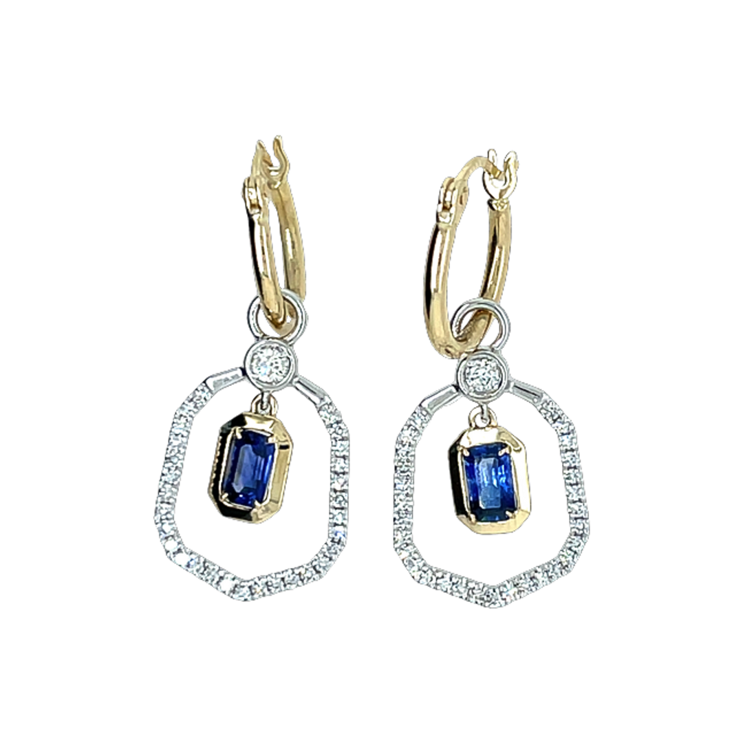 0.65ct Sapphire and Diamond Earrings - SKU 52176