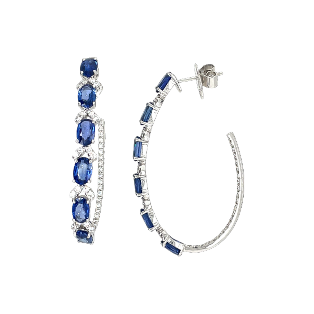 7.6ct Sapphire and Diamond Earrings - SKU 52777