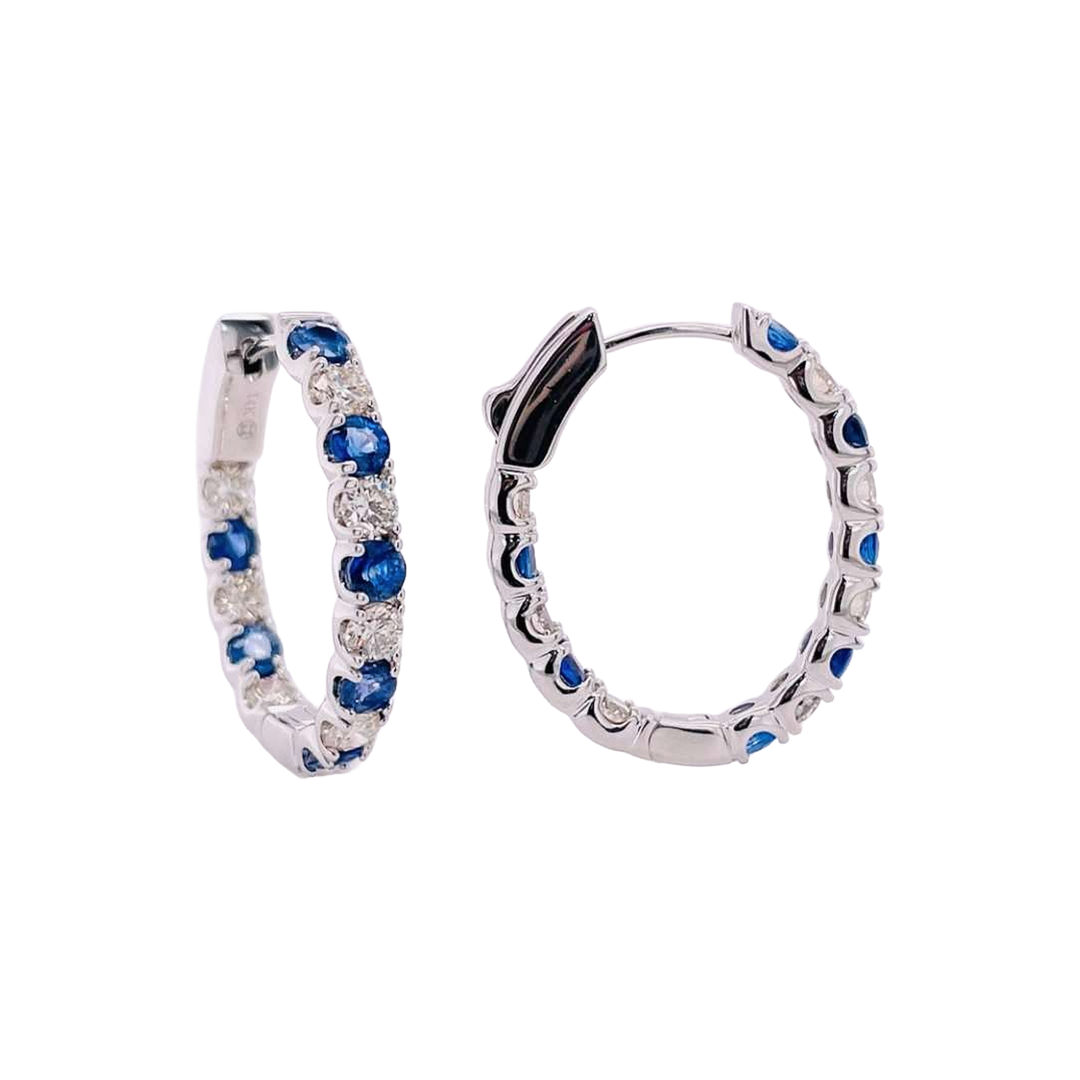 3.05ct Sapphire and Diamond Earrings - SKU 53188