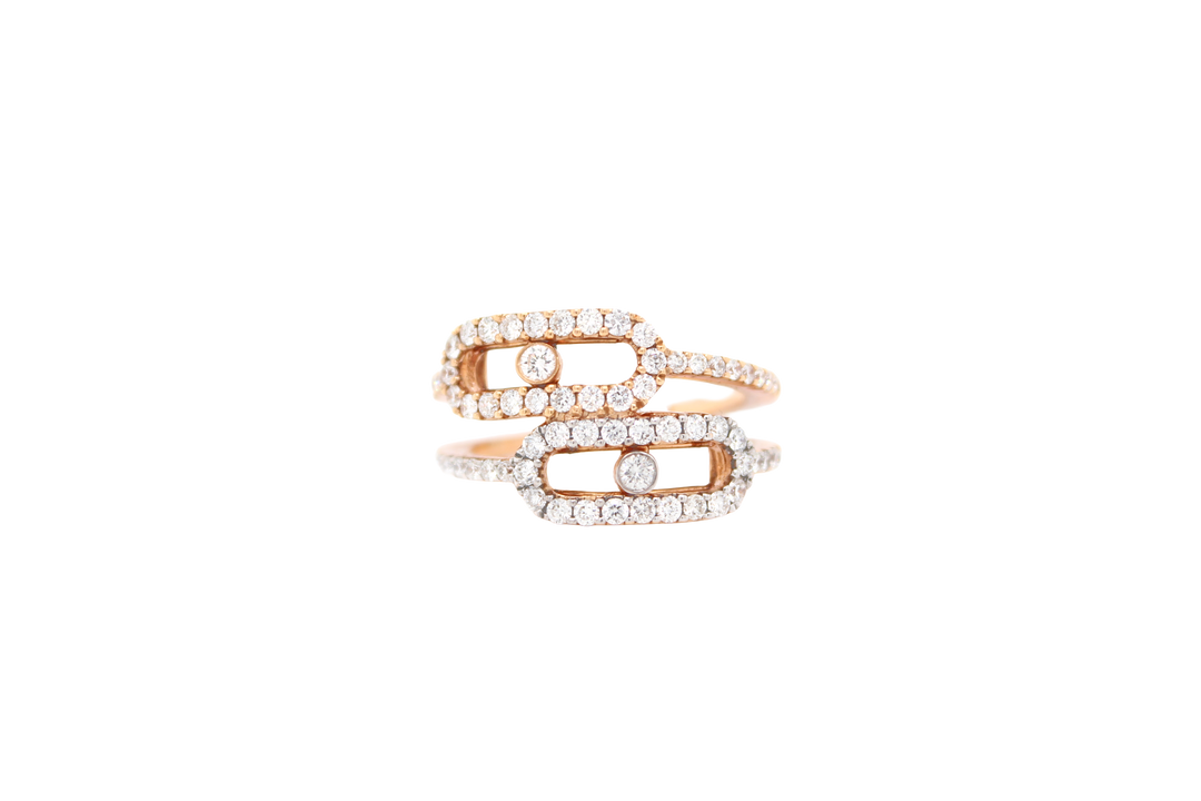 Double Row Diamond Slider Bypass Ring
