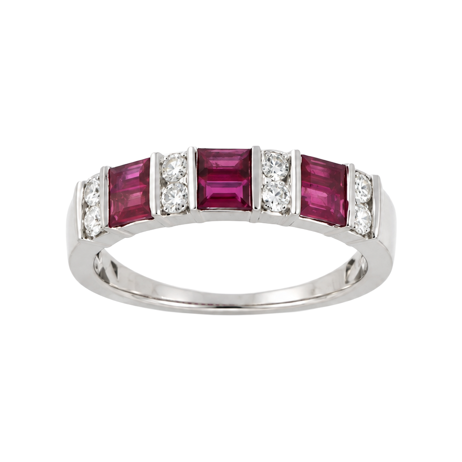 0.70ct Ruby and Diamond Alternating Band - SKU 23308