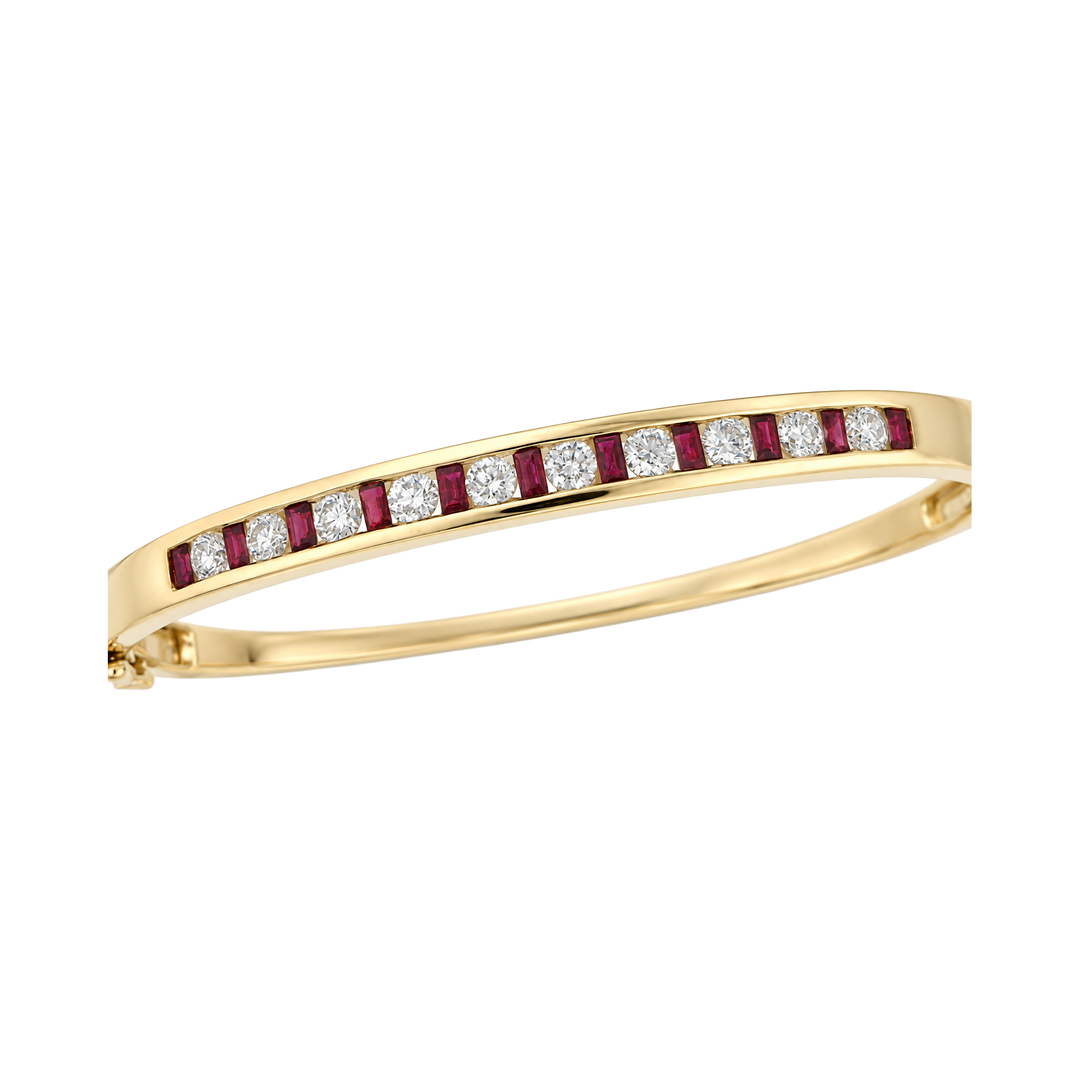 1.0ct Ruby and Diamond Alternating Bangle - SKU 23742