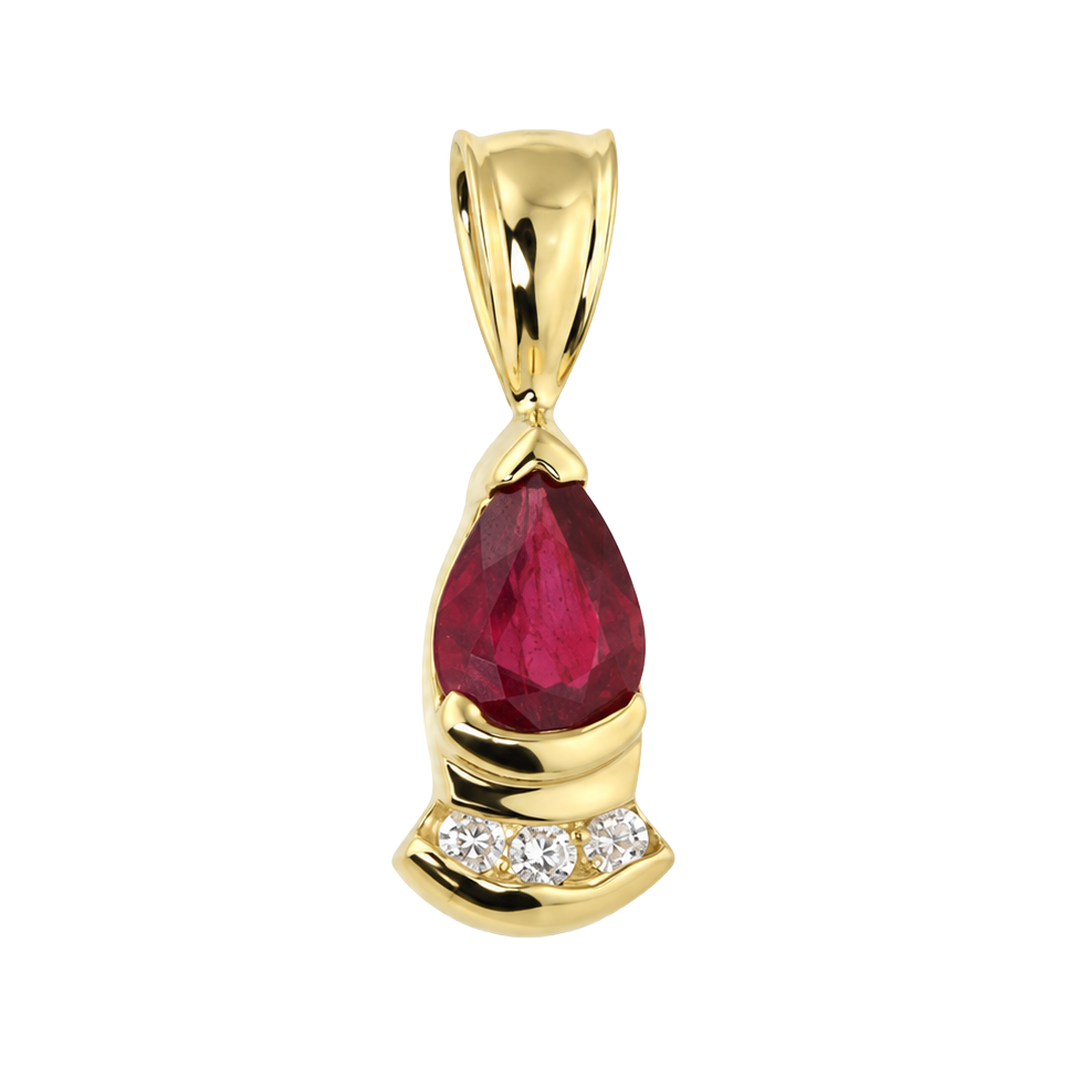 1.0ct Ruby and Diamond Pear Pendant - SKU 30342