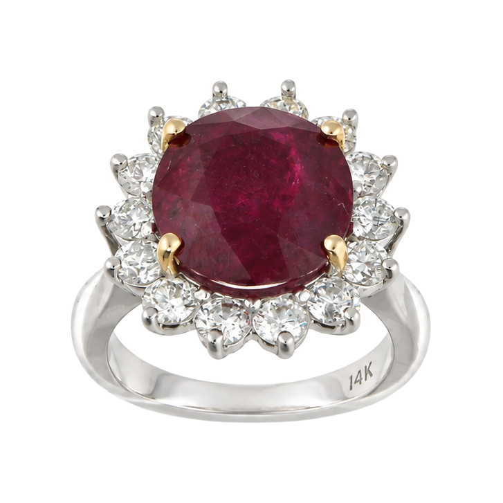 7.50ct Ruby and Diamond Oval Halo Ring - SKU 31311