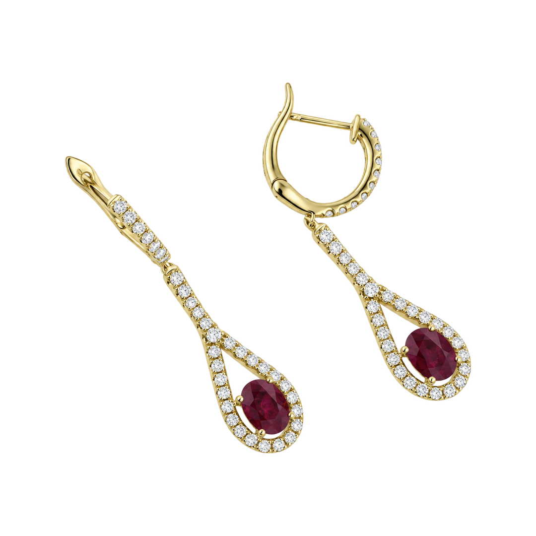 2.20ct Ruby and Diamond Teardrop Earrings - SKU 32090