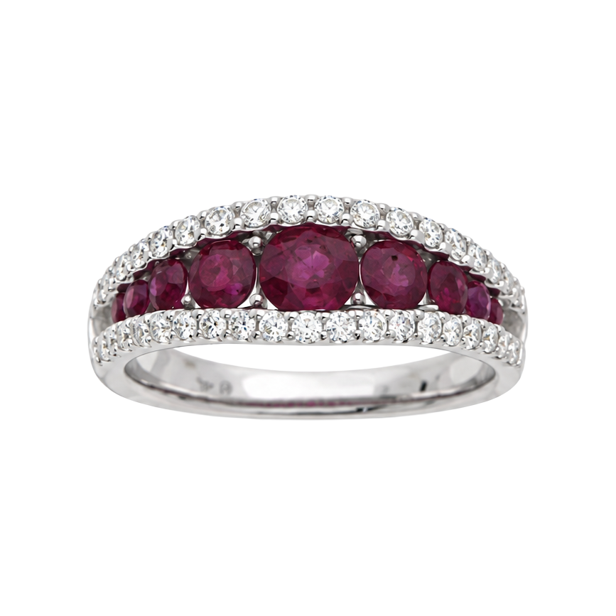 1.35ct Ruby and Diamond Bordered Band - SKU 32386