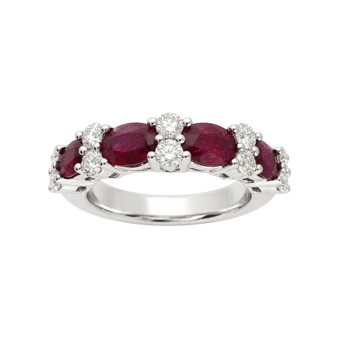 3.50ct Ruby and Diamond Four-Stone Band - SKU 32513