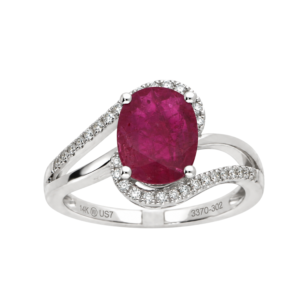 2.20ct Ruby and Diamond Oval Bypass Ring - SKU 36351