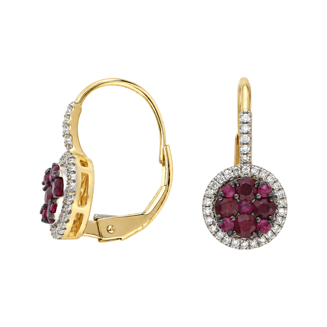 0.80ct Ruby and Diamond Cluster Earrings - SKU 36516
