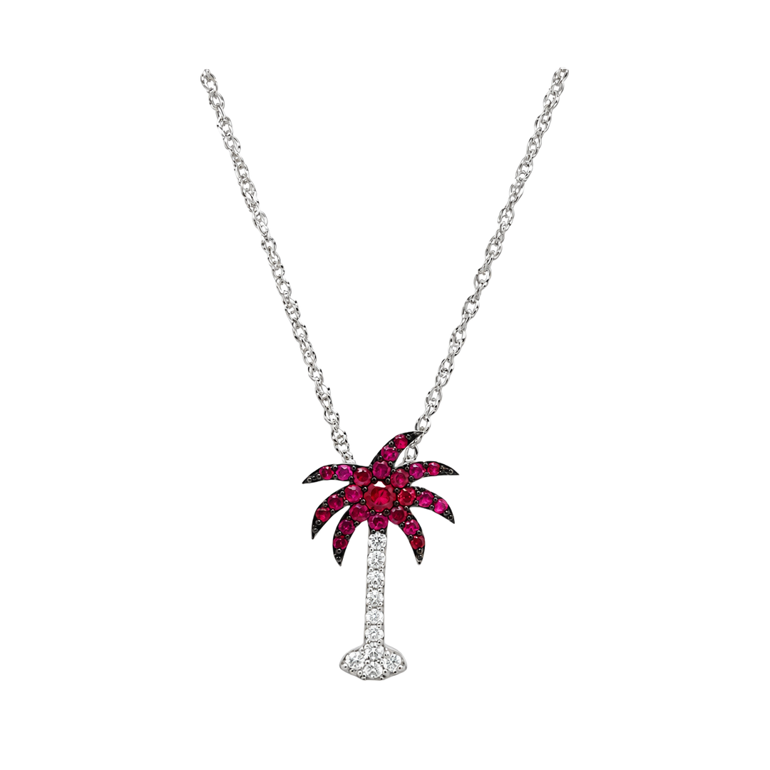 1.50ct Ruby and Diamond Palm Tree Pendant - SKU 38143