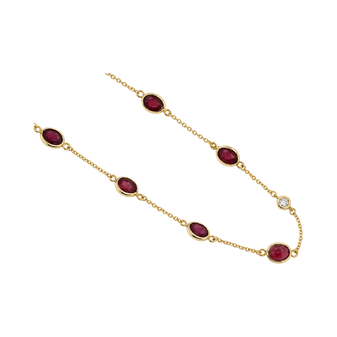 8.89ct Ruby and Diamond Station Necklace - SKU 39347